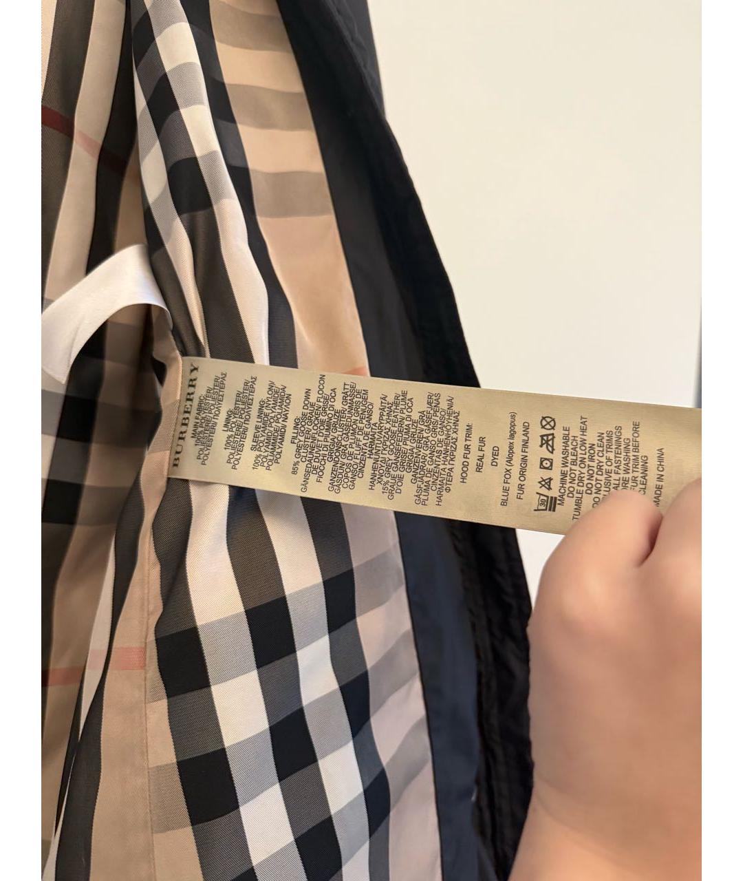 BURBERRY Черный полиэстеровый пуховик, фото 6