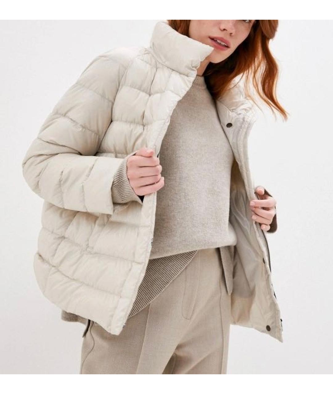 WEEKEND MAX MARA Бежевый полиэстеровый пуховик, фото 5