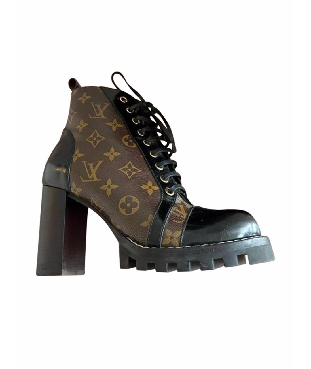 LOUIS VUITTON Коричневые ботильоны из лакированной кожи, фото 1