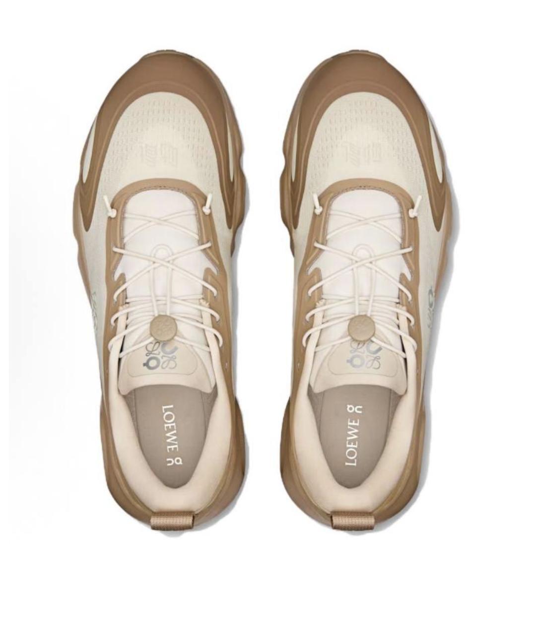 LOEWE Бежевые текстильные кроссовки, фото 3