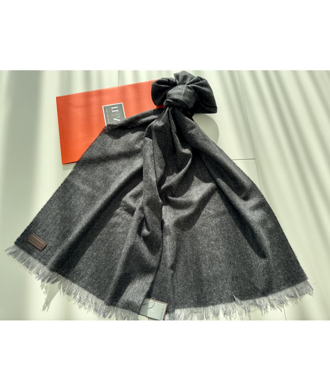 CORNELIANI Серый кашемировый шарф, фото 10