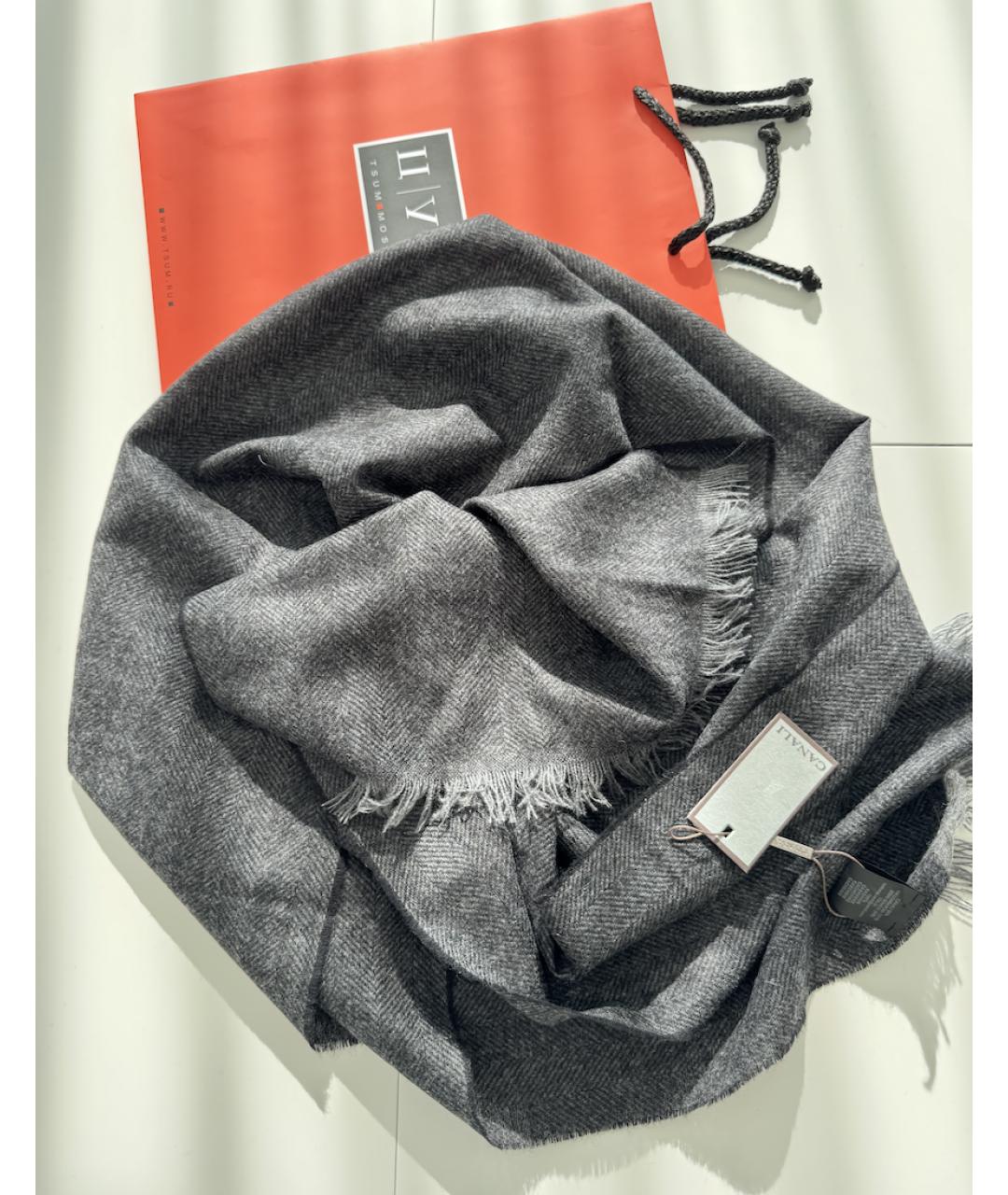 CORNELIANI Серый кашемировый шарф, фото 2