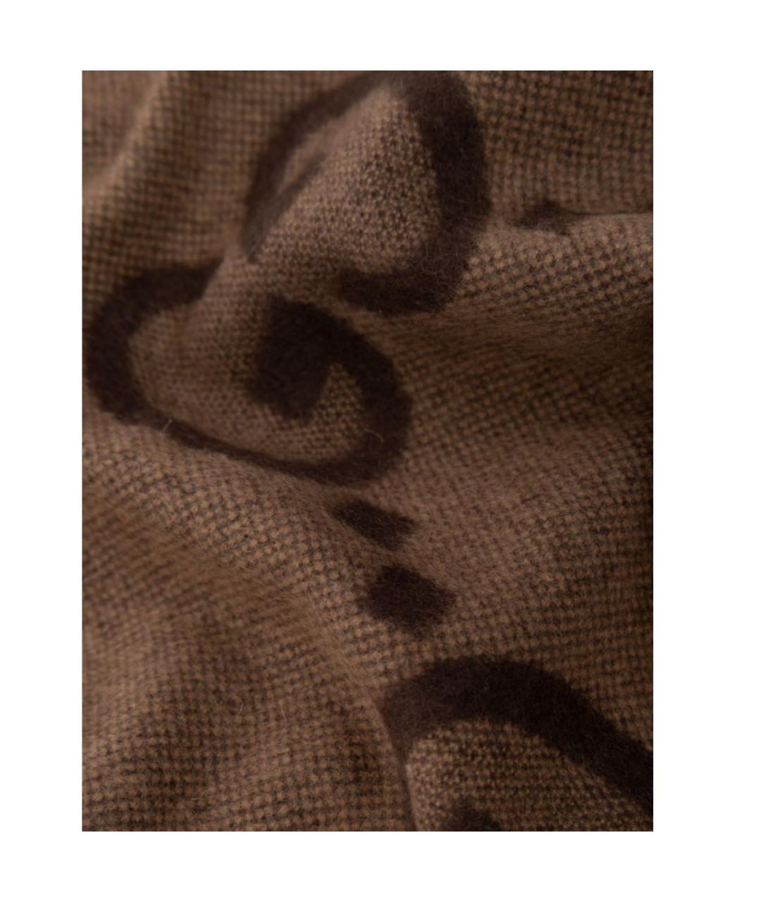 GUCCI Коричневый кашемировый шарф, фото 3