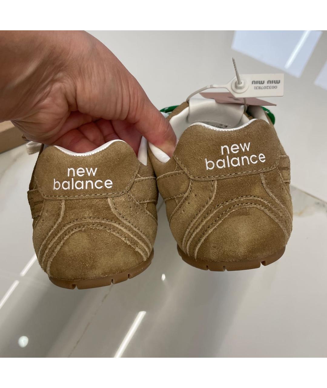 MIU MIU Бежевые замшевые кроссовки, фото 4