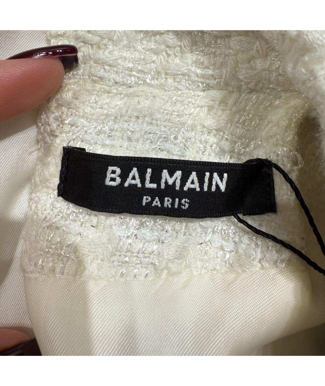 BALMAIN Белое хлопковое вечернее платье, фото 7