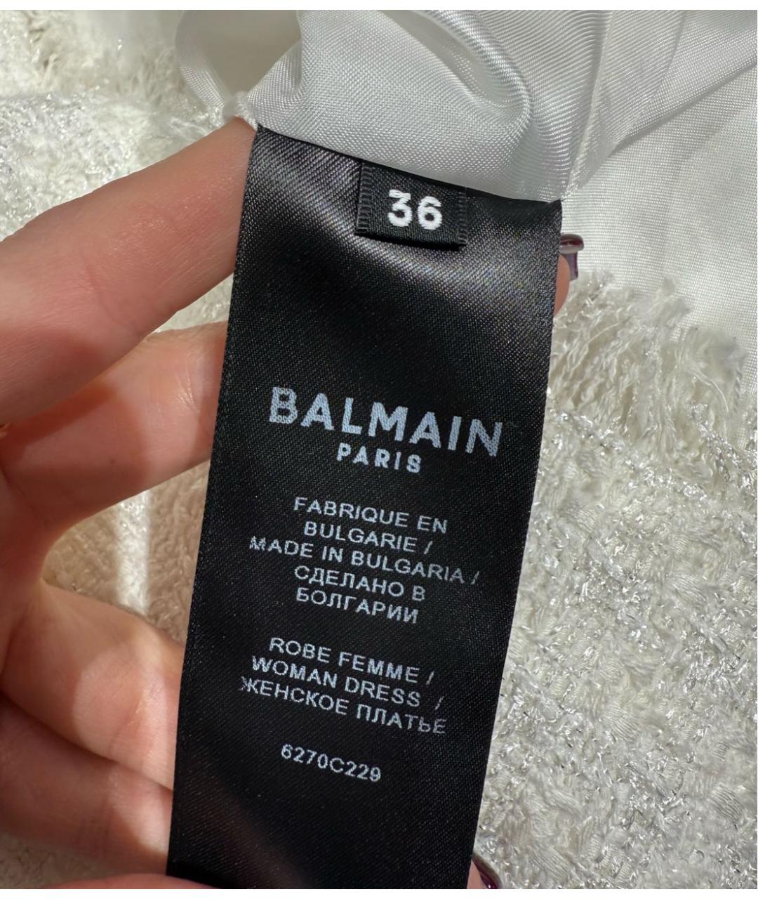 BALMAIN Белое хлопковое вечернее платье, фото 8