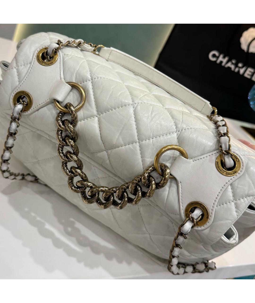 CHANEL Белая кожаная сумка тоут, фото 4