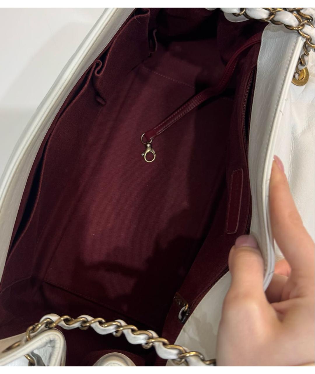 CHANEL Белая кожаная сумка тоут, фото 6