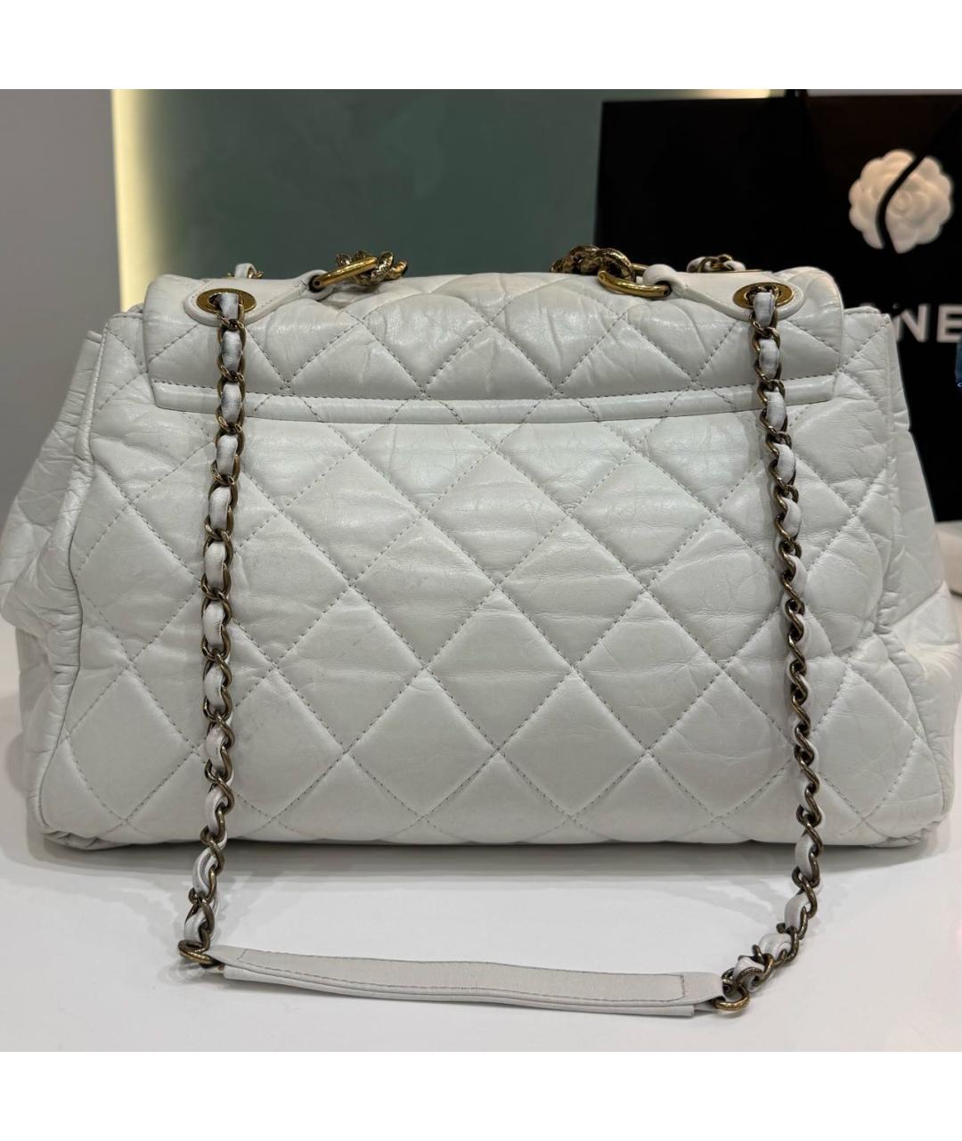 CHANEL Белая кожаная сумка тоут, фото 3