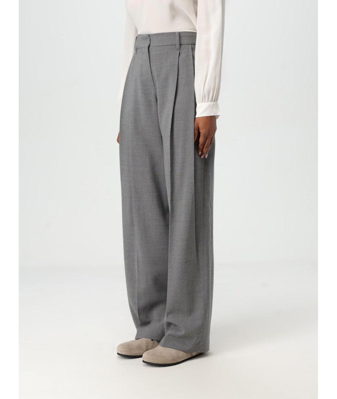 BRUNELLO CUCINELLI Серые шерстяные брюки широкие, фото 8