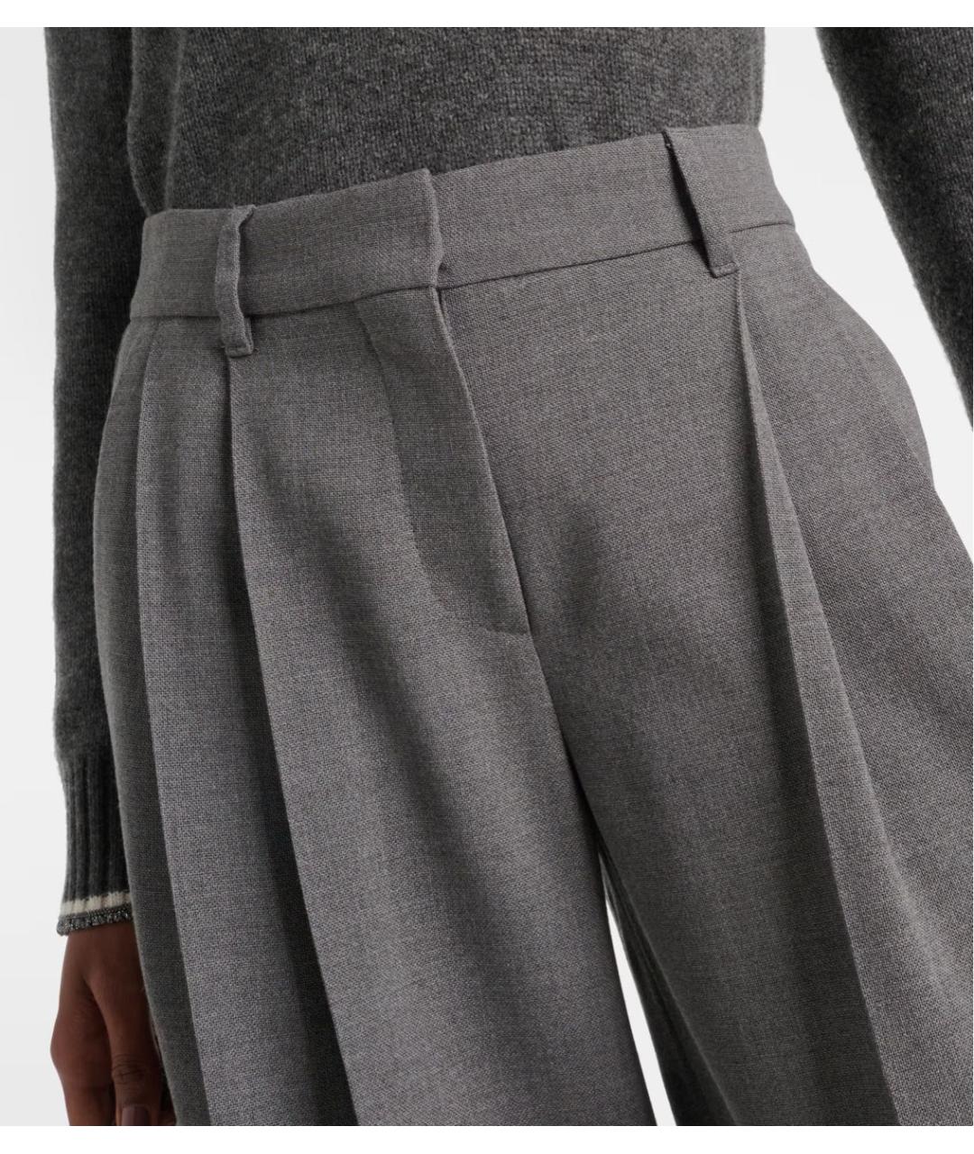 BRUNELLO CUCINELLI Серые шерстяные брюки широкие, фото 4