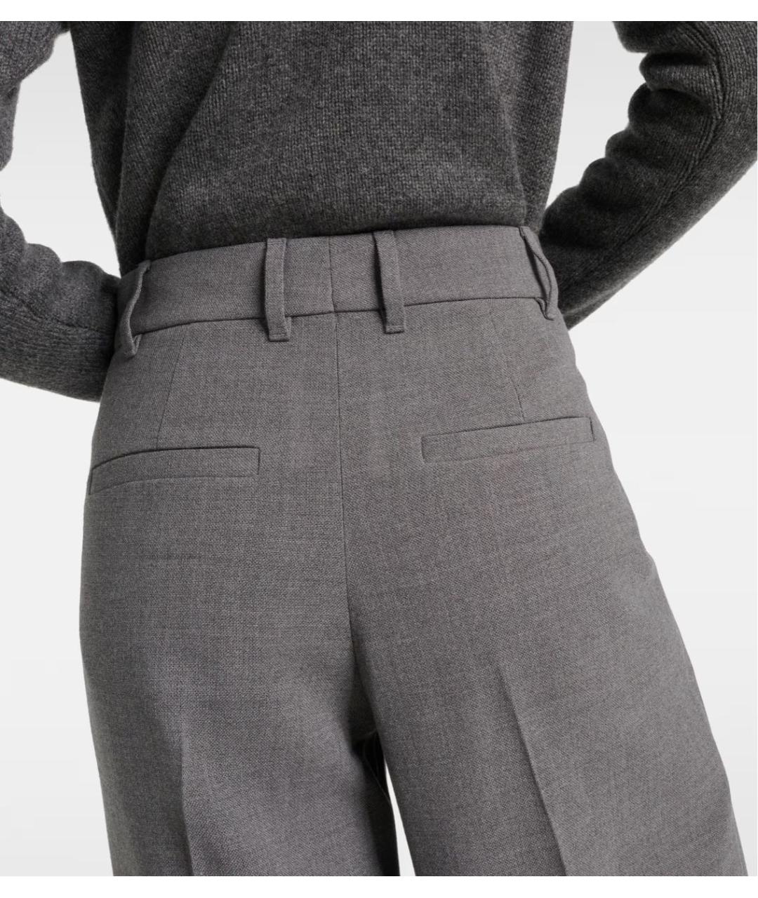 BRUNELLO CUCINELLI Серые шерстяные брюки широкие, фото 5