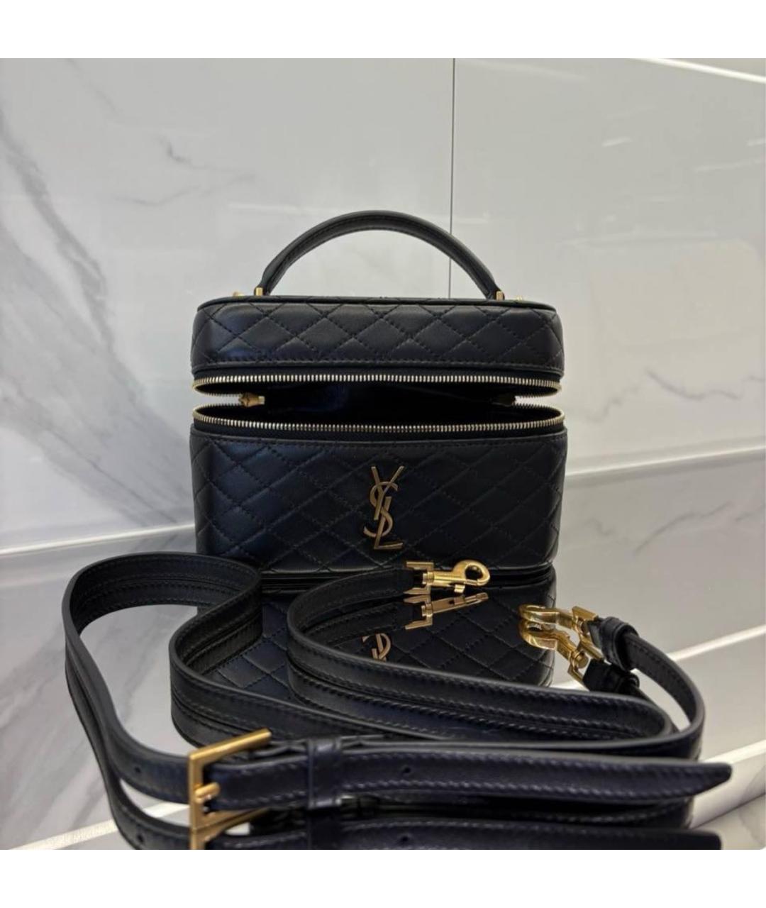 SAINT LAURENT Черная кожаная сумка через плечо, фото 2