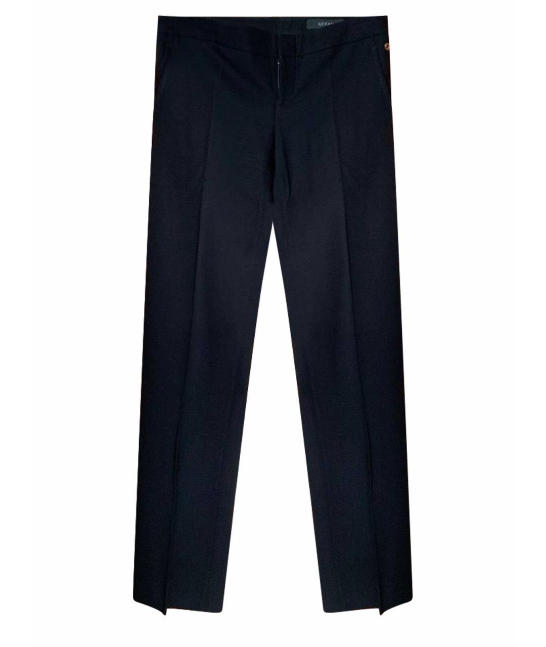 GUCCI Черные шерстяные прямые брюки, фото 1