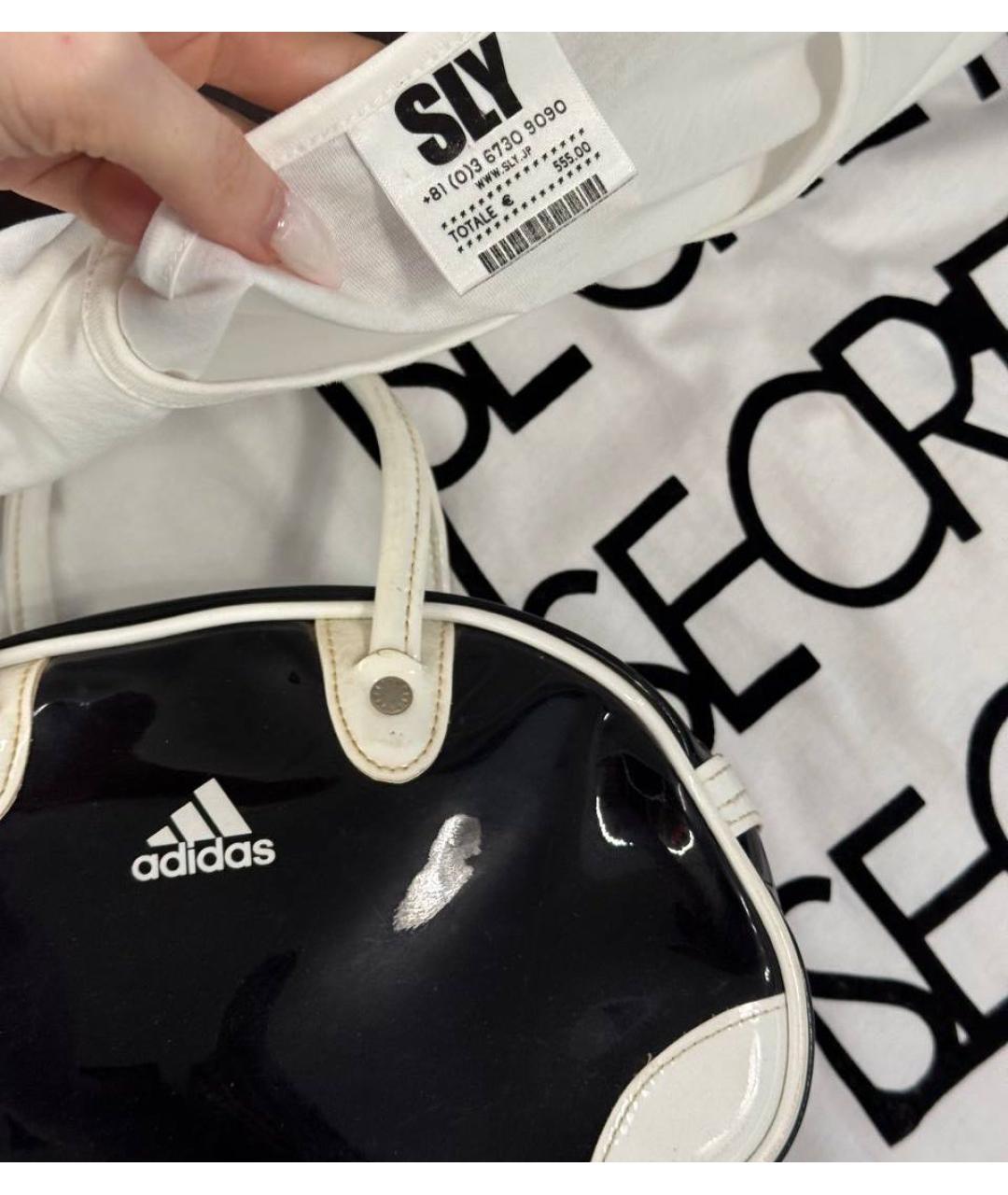 ADIDAS Черная сумка с короткими ручками из лакированной кожи, фото 3