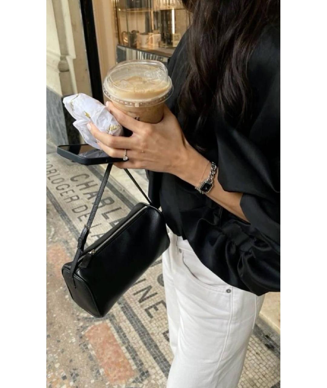 THE ROW Черная кожаная сумка с короткими ручками, фото 6