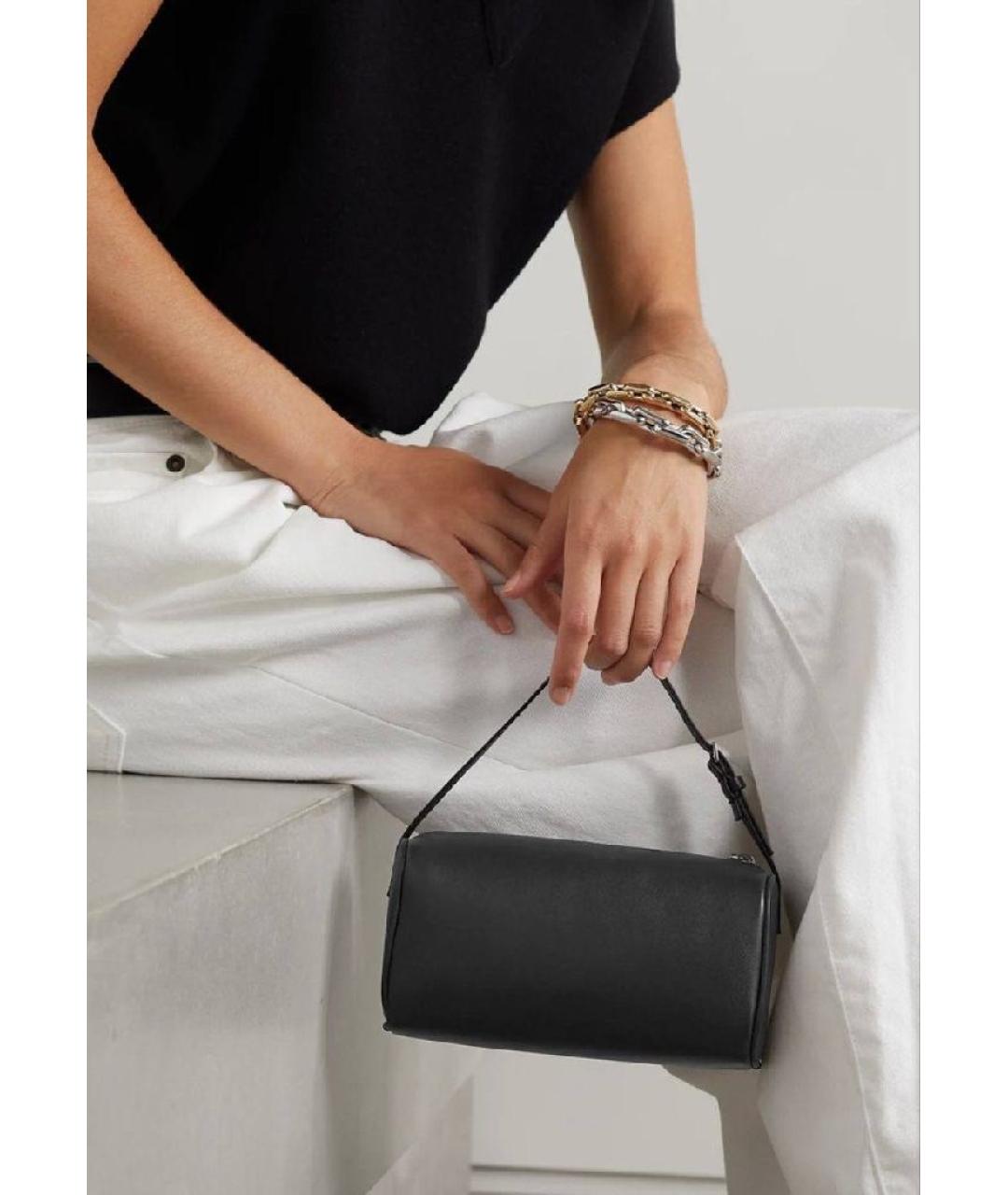 THE ROW Черная кожаная сумка с короткими ручками, фото 4