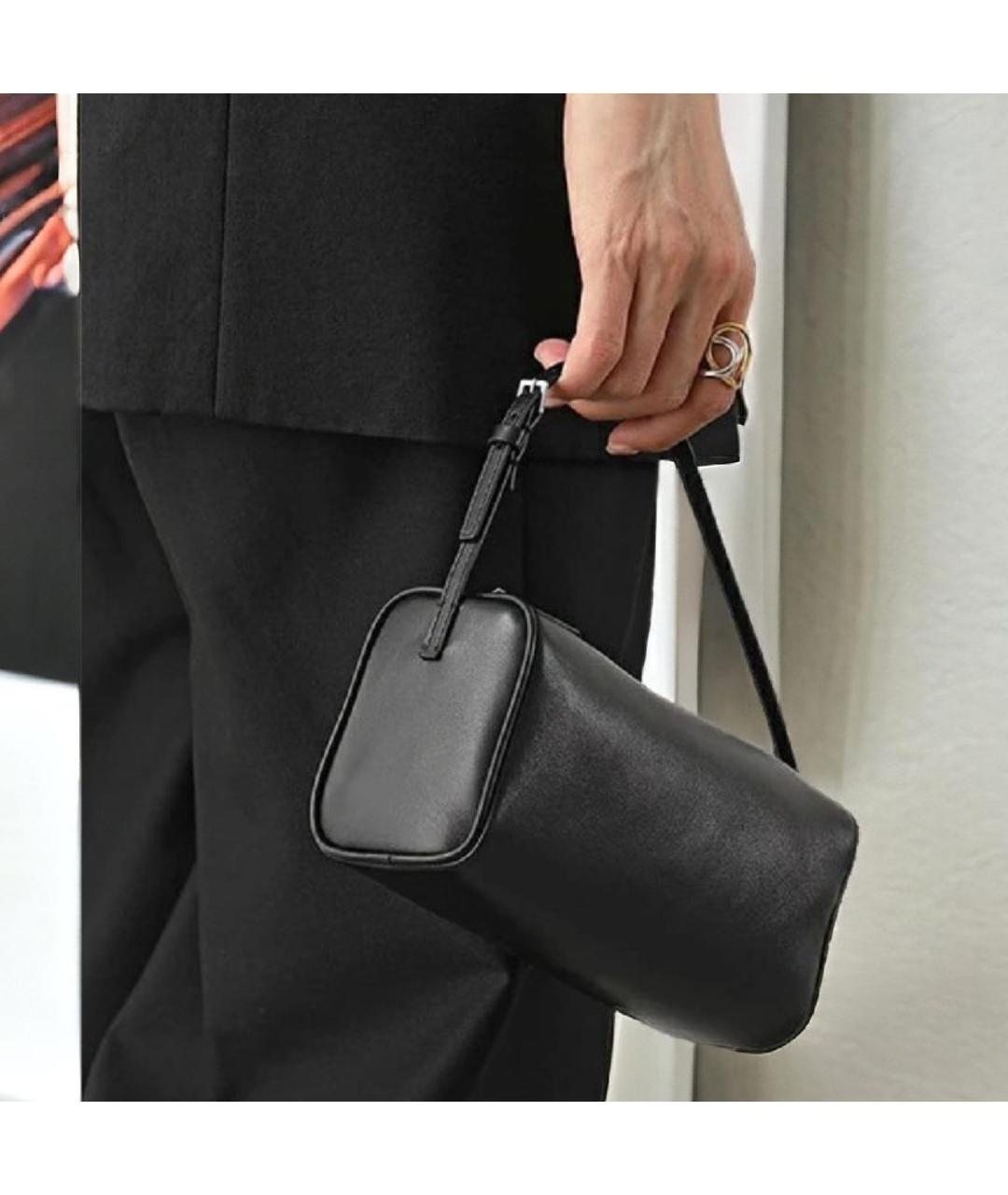 THE ROW Черная кожаная сумка с короткими ручками, фото 3