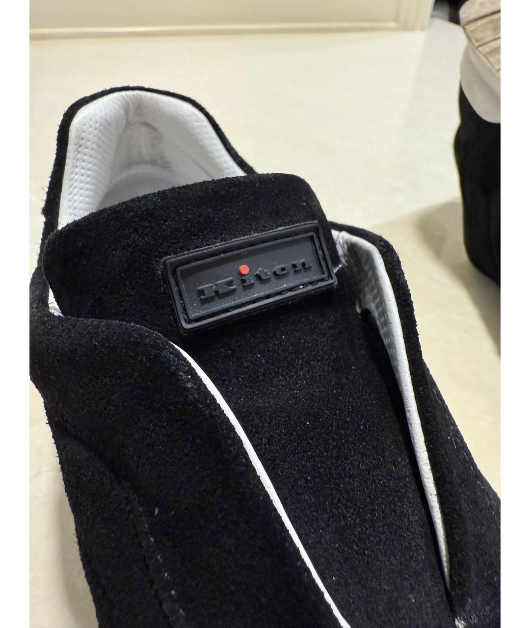 KITON Черные замшевые низкие кроссовки / кеды, фото 8
