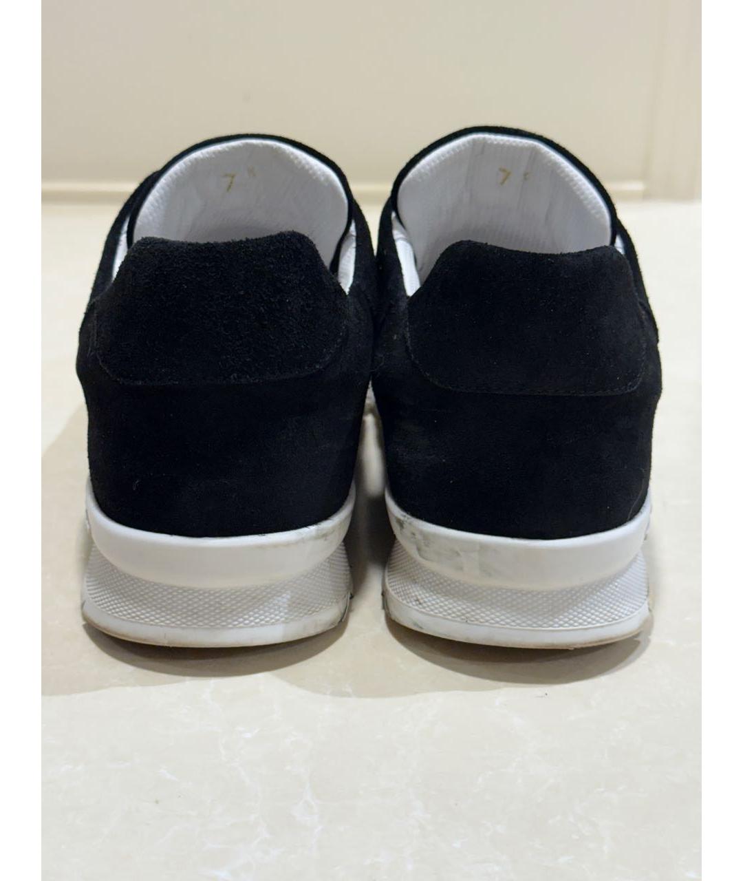 KITON Черные замшевые низкие кроссовки / кеды, фото 4