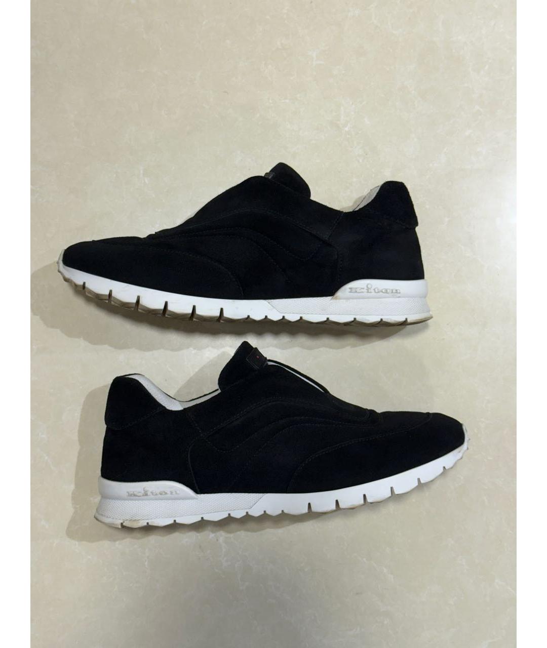 KITON Черные замшевые низкие кроссовки / кеды, фото 5