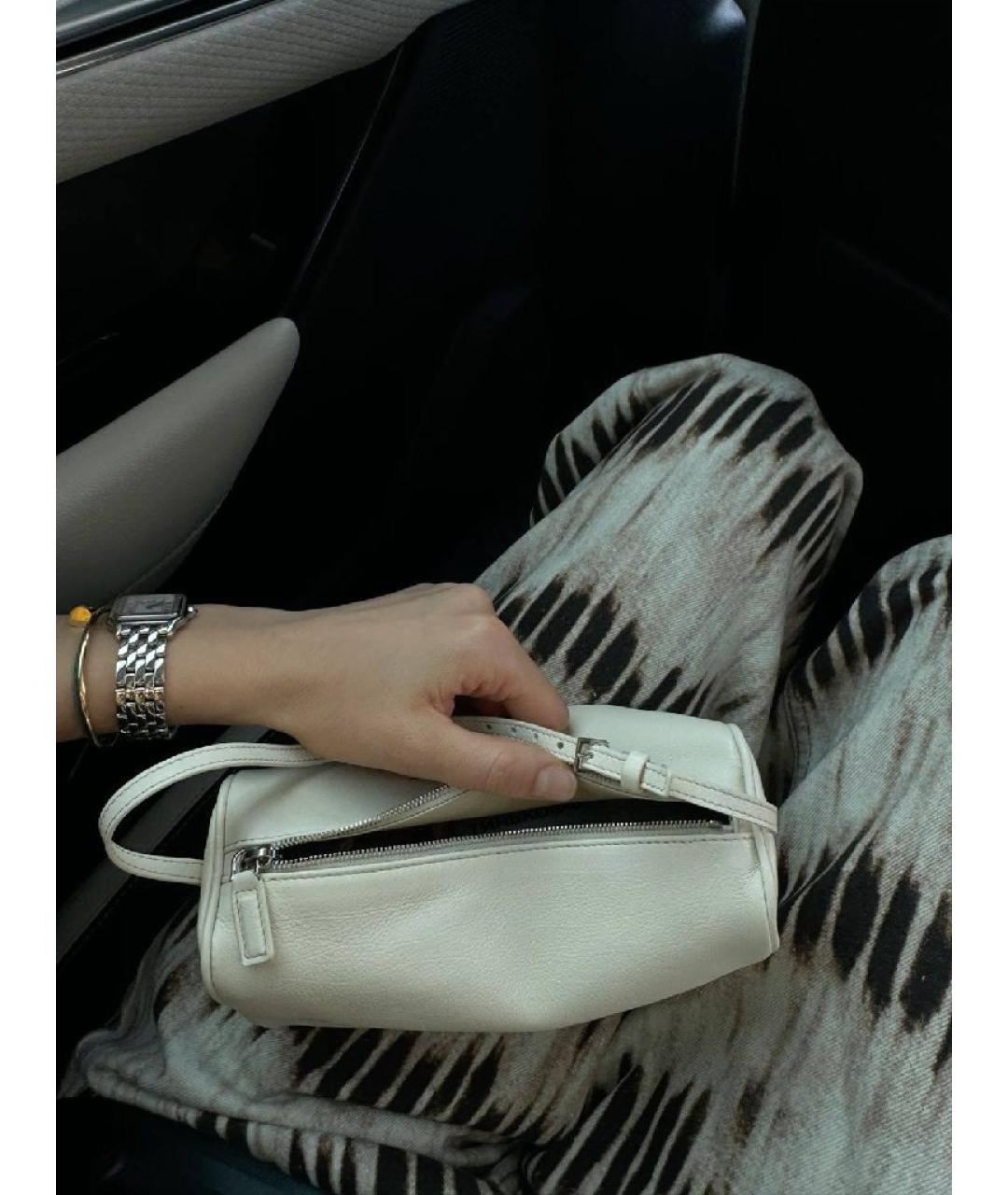 THE ROW Белая кожаная сумка с короткими ручками, фото 5