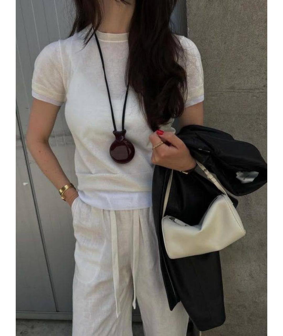 THE ROW Белая кожаная сумка с короткими ручками, фото 7