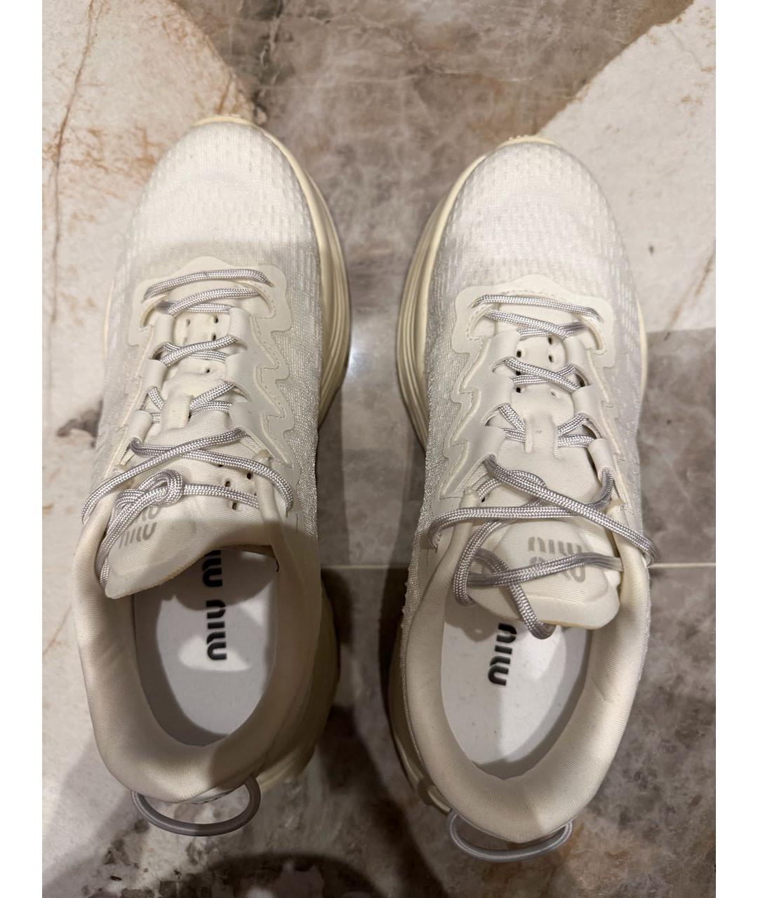 MIU MIU Белые текстильные кроссовки, фото 3