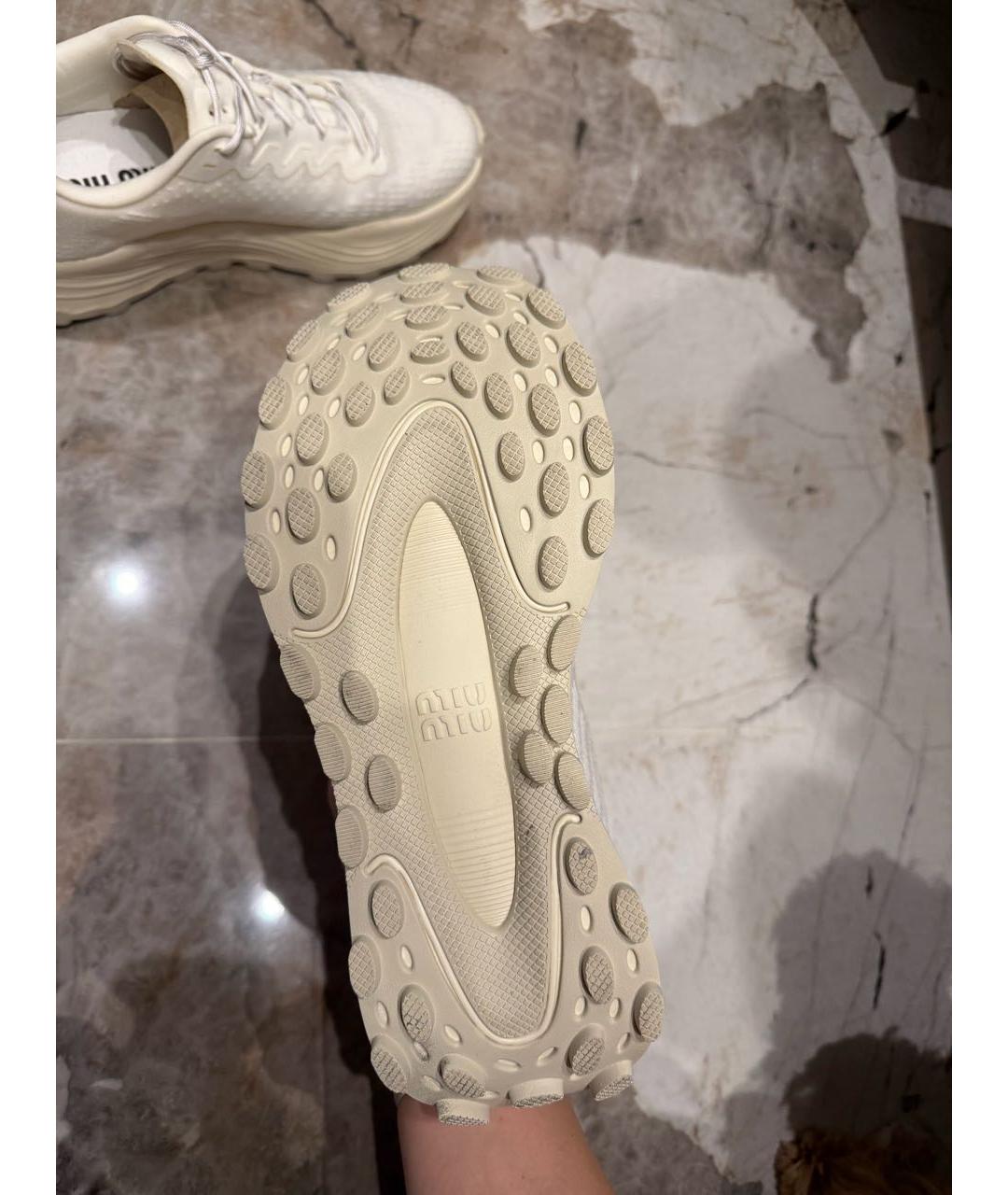 MIU MIU Белые текстильные кроссовки, фото 8