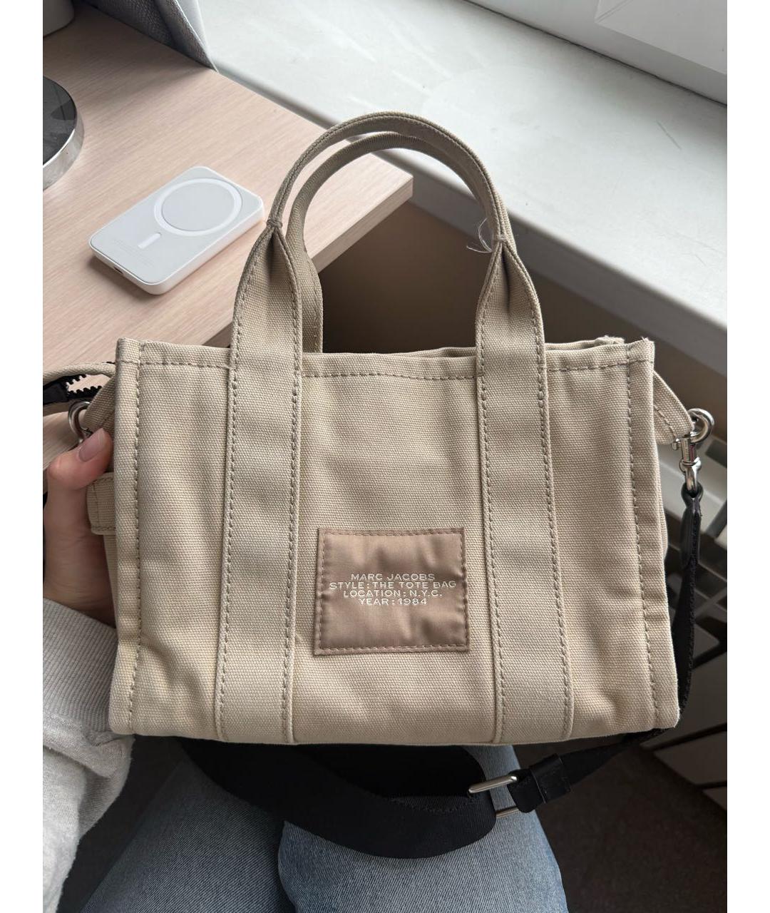 MARC JACOBS Бежевая тканевая сумка тоут, фото 2