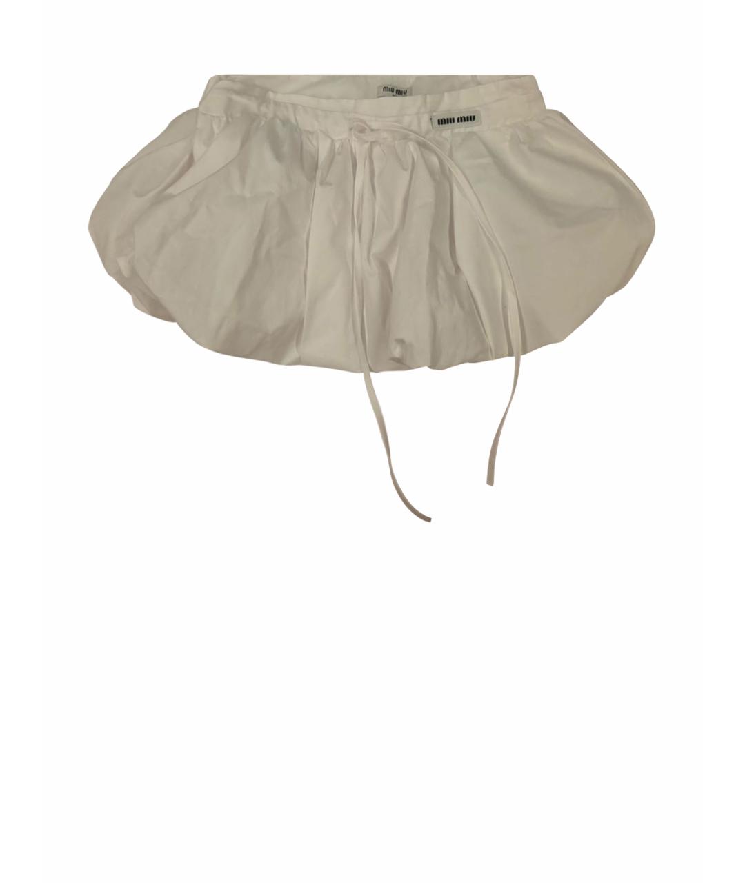 MIU MIU Белая хлопковая юбка мини, фото 1