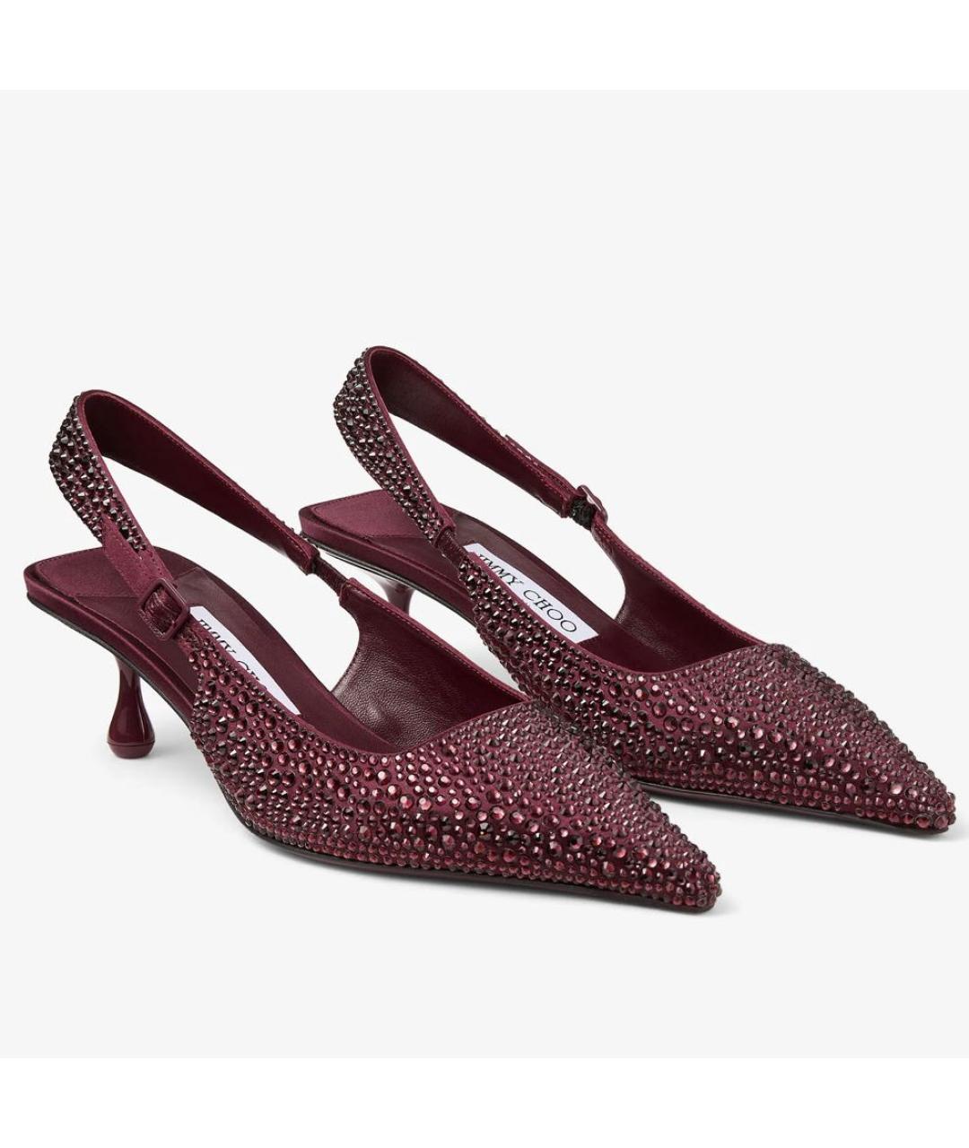 JIMMY CHOO Бордовые лодочки на низком каблуке, фото 2