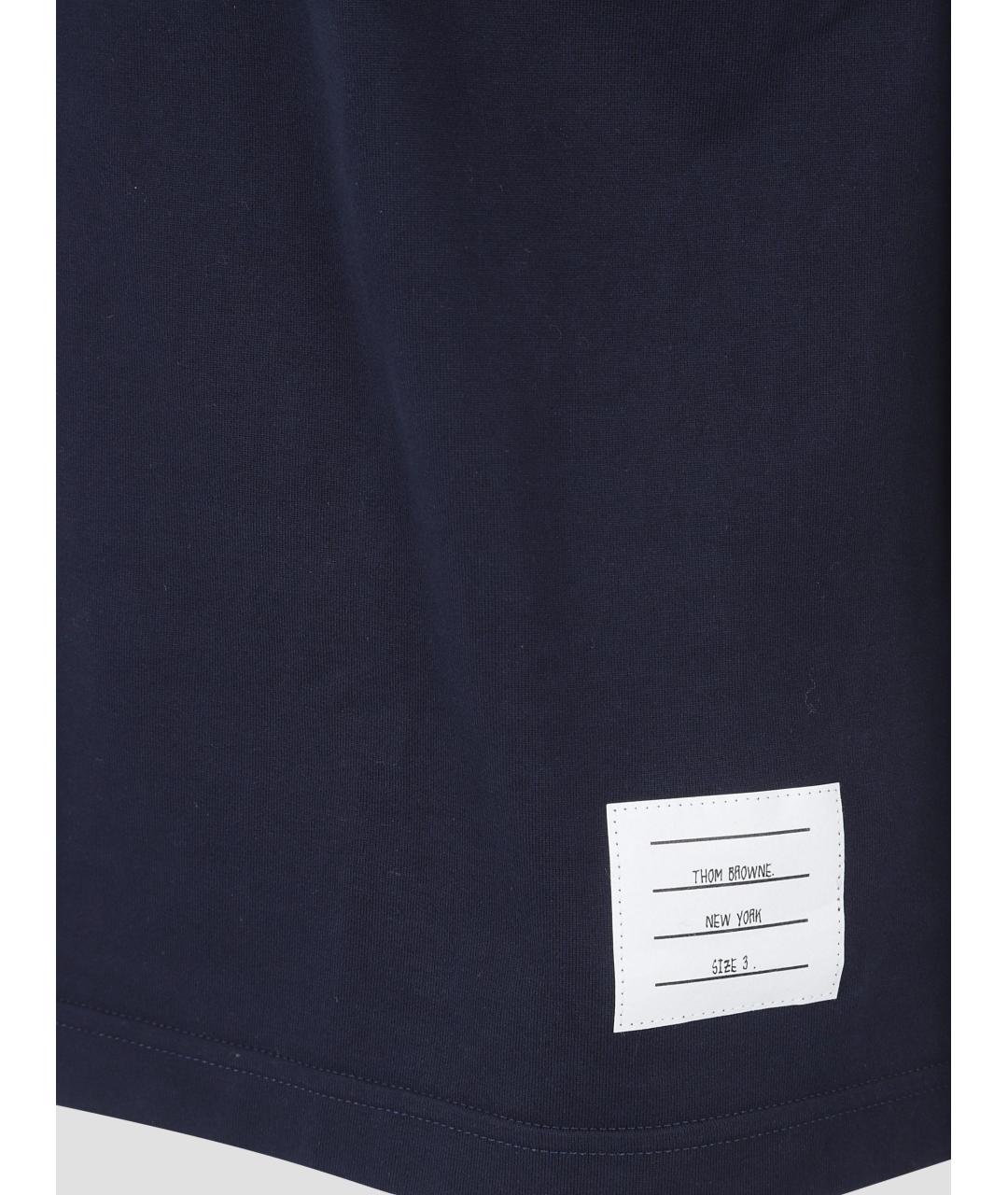 THOM BROWNE Синяя хлопковая футболка, фото 3