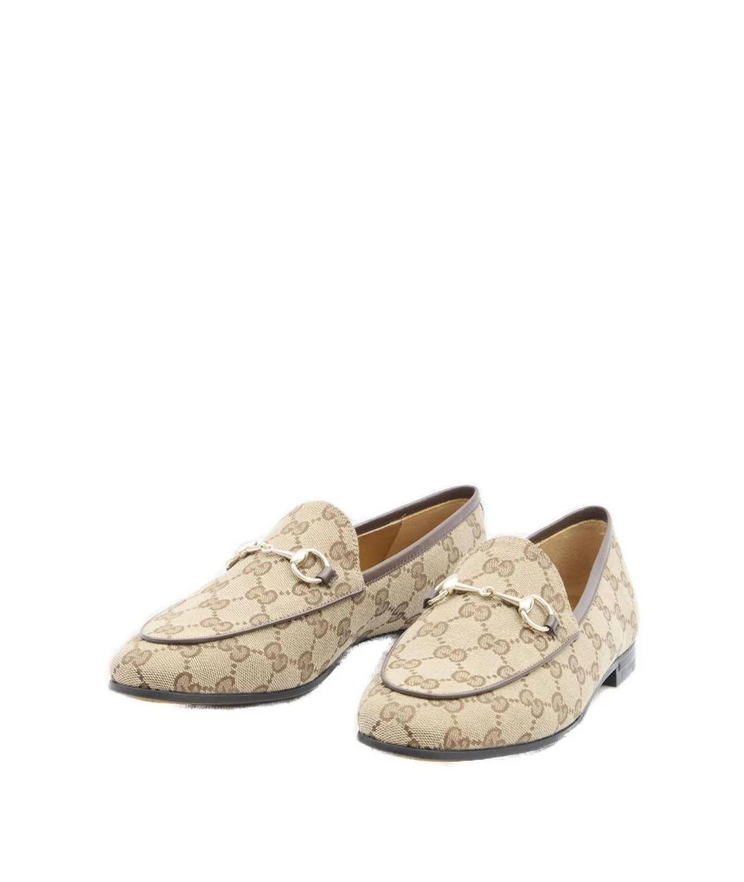 GUCCI Бежевые текстильные лоферы, фото 3