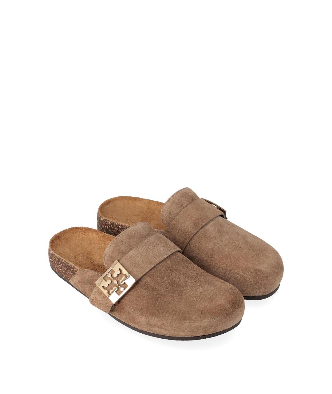 TORY BURCH Коричневые замшевые мюли, фото 2