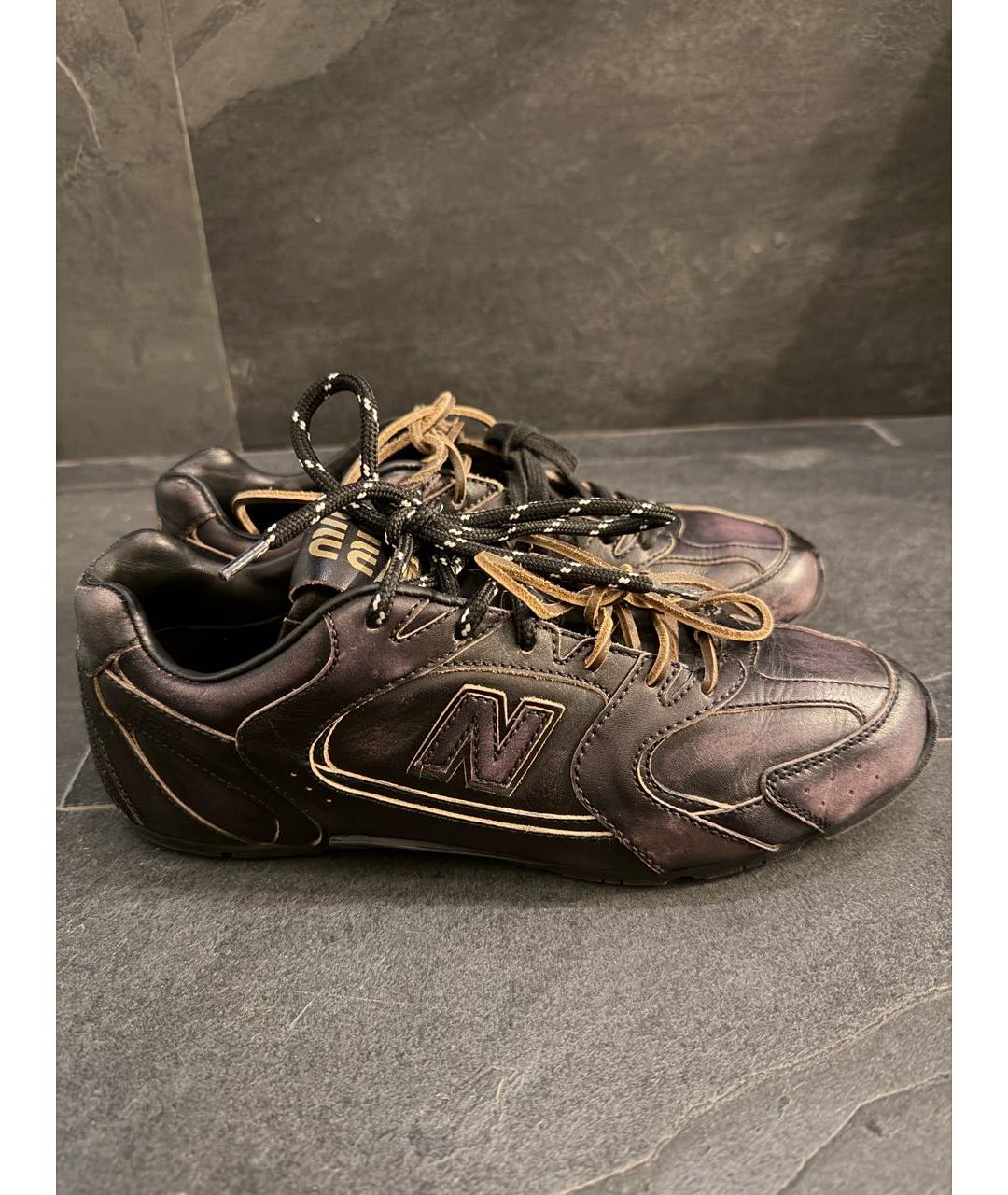 MIU MIU Черные кожаные кроссовки, фото 8