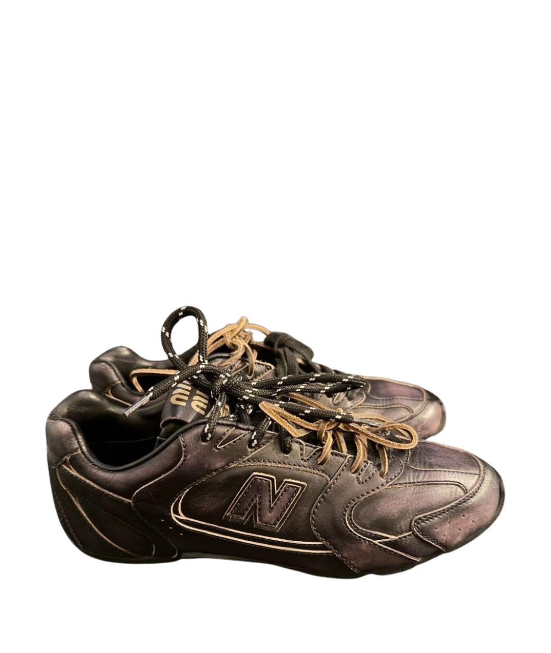 MIU MIU Черные кожаные кроссовки, фото 1