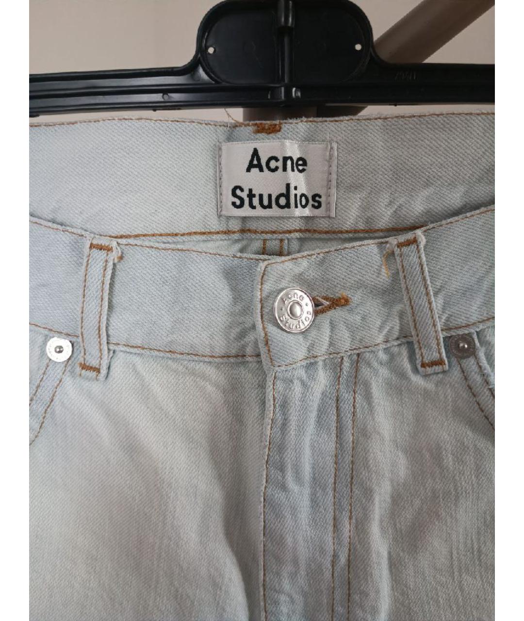 ACNE STUDIOS Голубые хлопковые прямые джинсы, фото 3