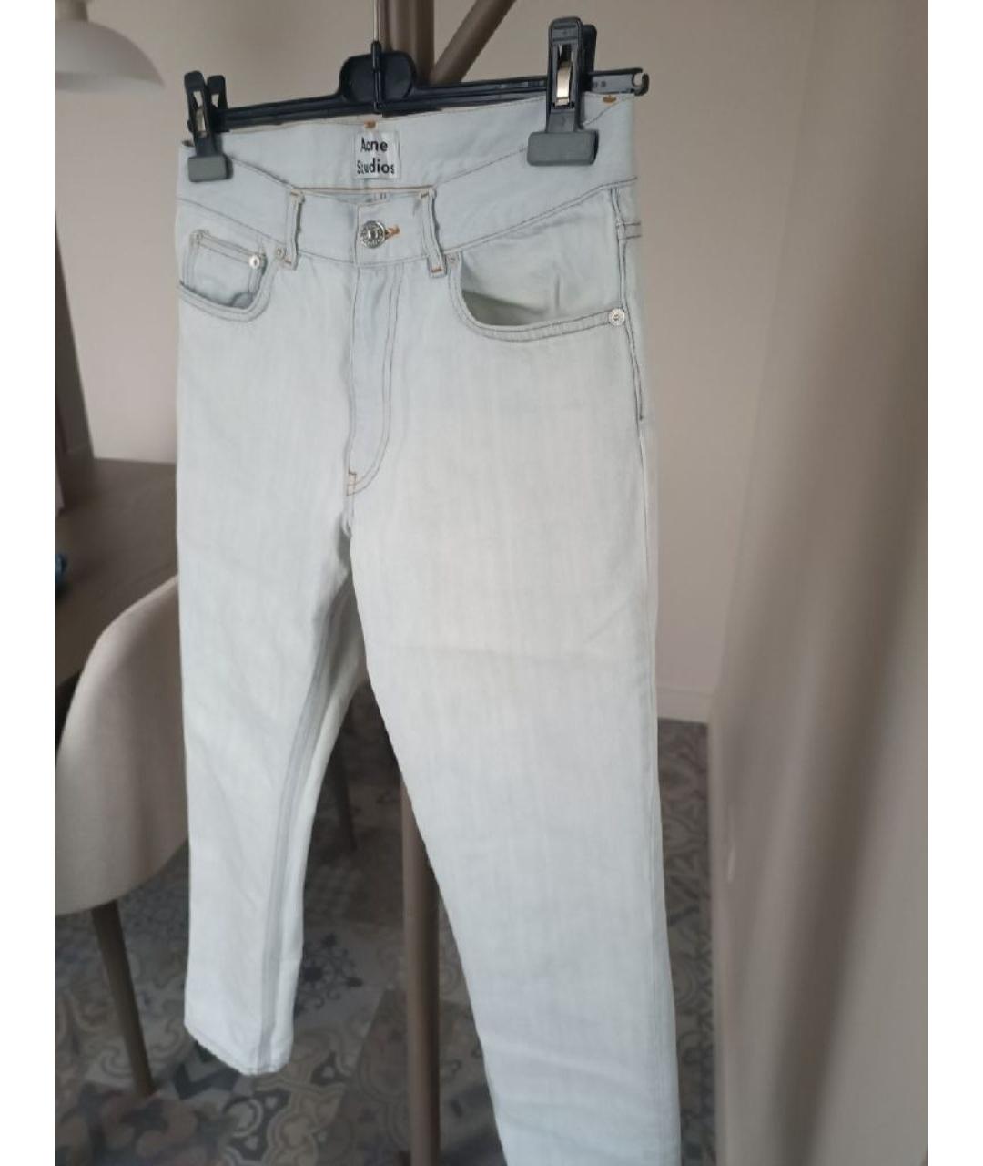 ACNE STUDIOS Голубые хлопковые прямые джинсы, фото 5