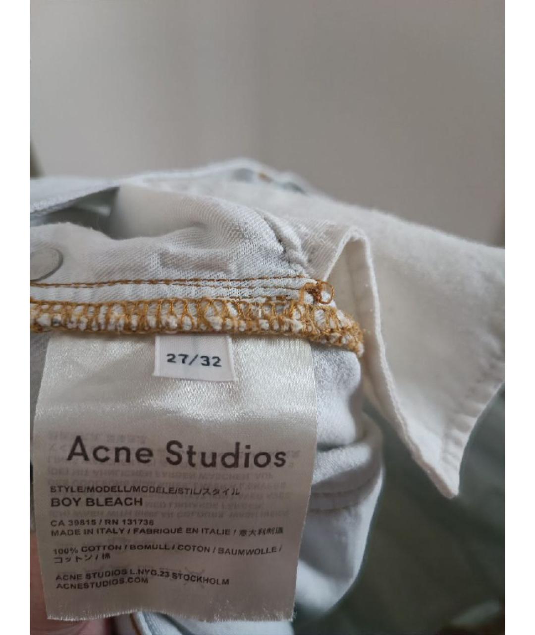 ACNE STUDIOS Голубые хлопковые прямые джинсы, фото 4