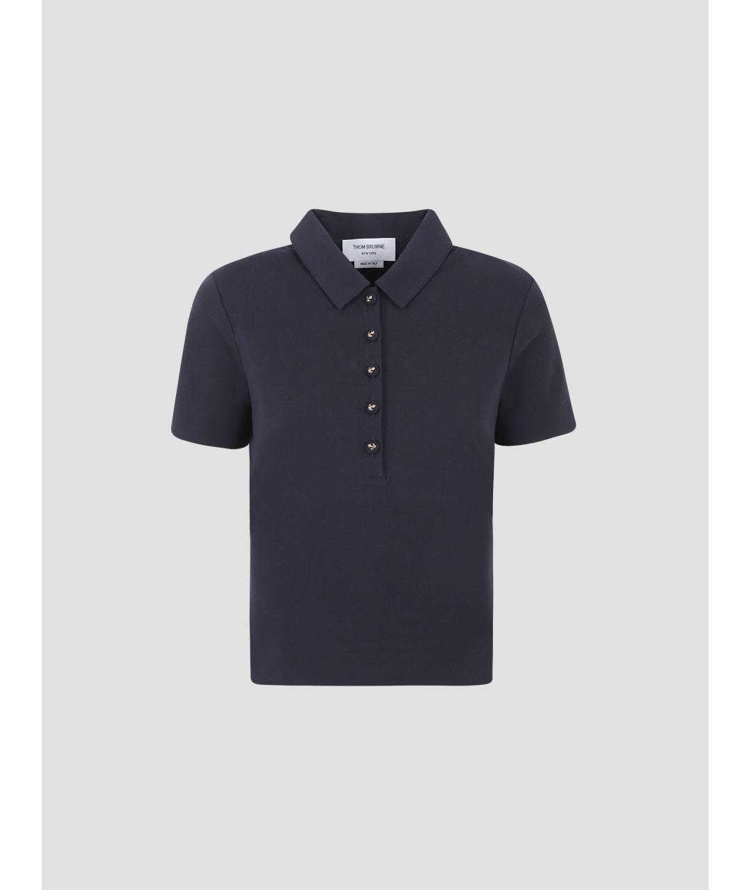 THOM BROWNE Темно-синяя вискозная футболка, фото 4