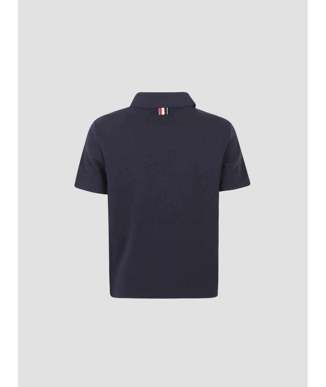 THOM BROWNE Темно-синяя вискозная футболка, фото 2
