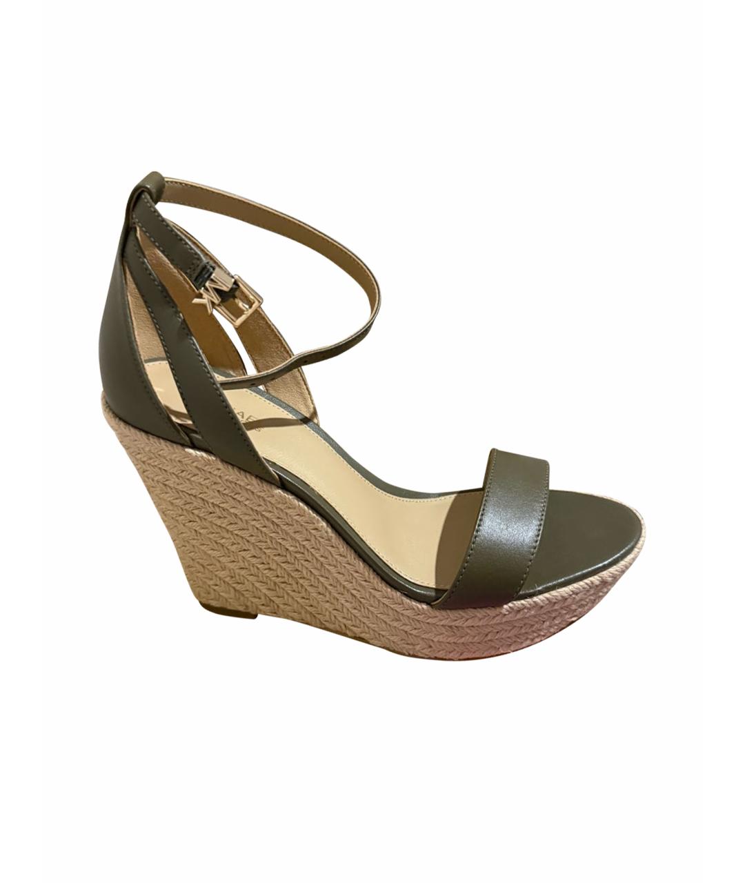 MICHAEL MICHAEL KORS Хаки кожаные эспадрильи, фото 1