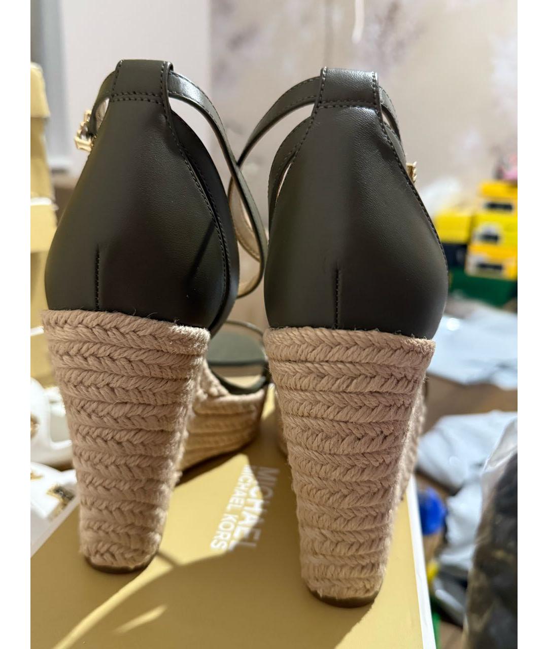 MICHAEL MICHAEL KORS Хаки кожаные эспадрильи, фото 4