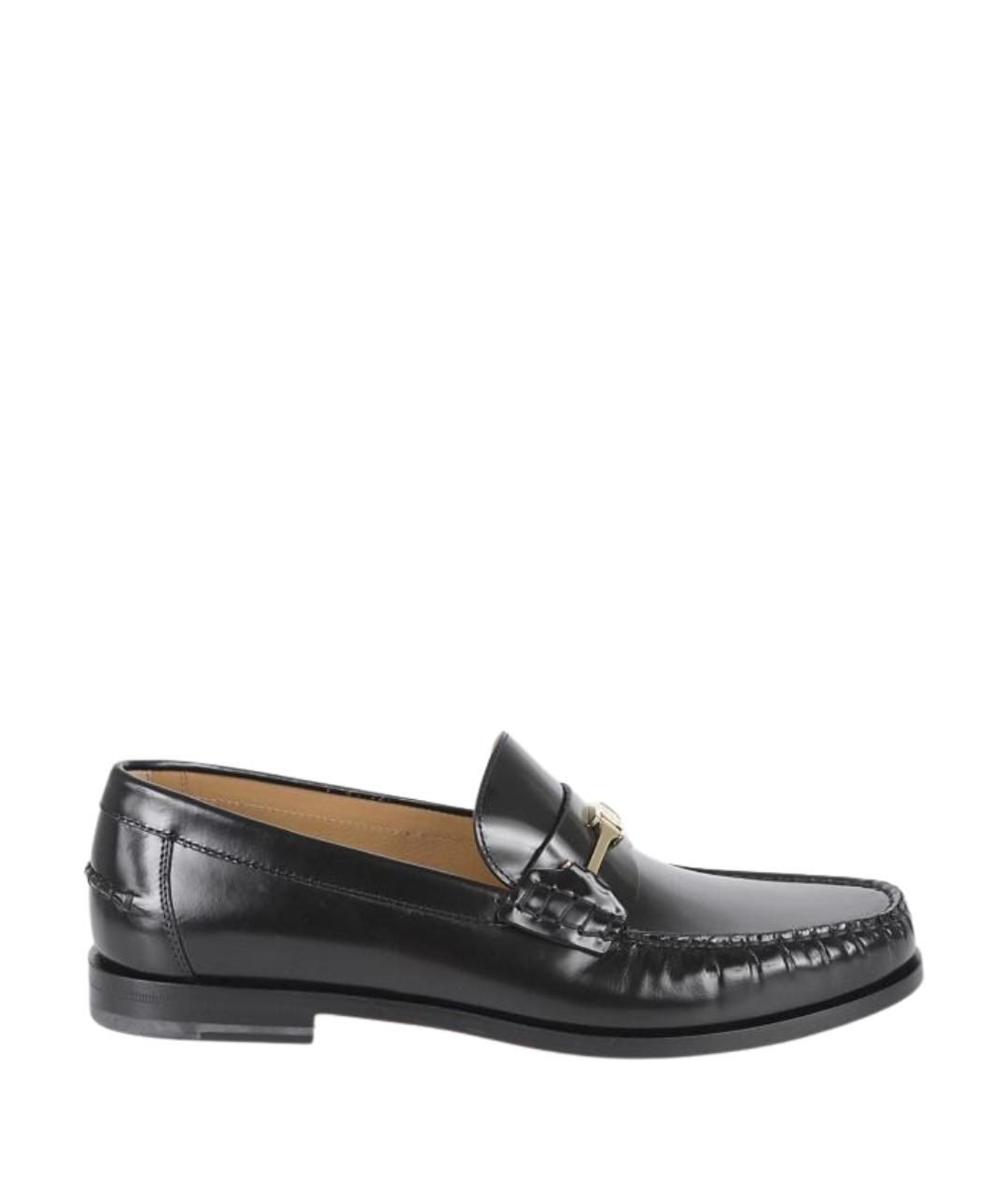 FERRAGAMO Черные кожаные лоферы, фото 1