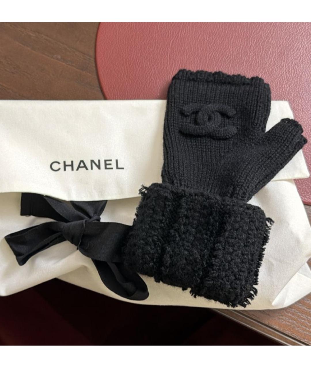 CHANEL Черные кашемировые митенки, фото 3