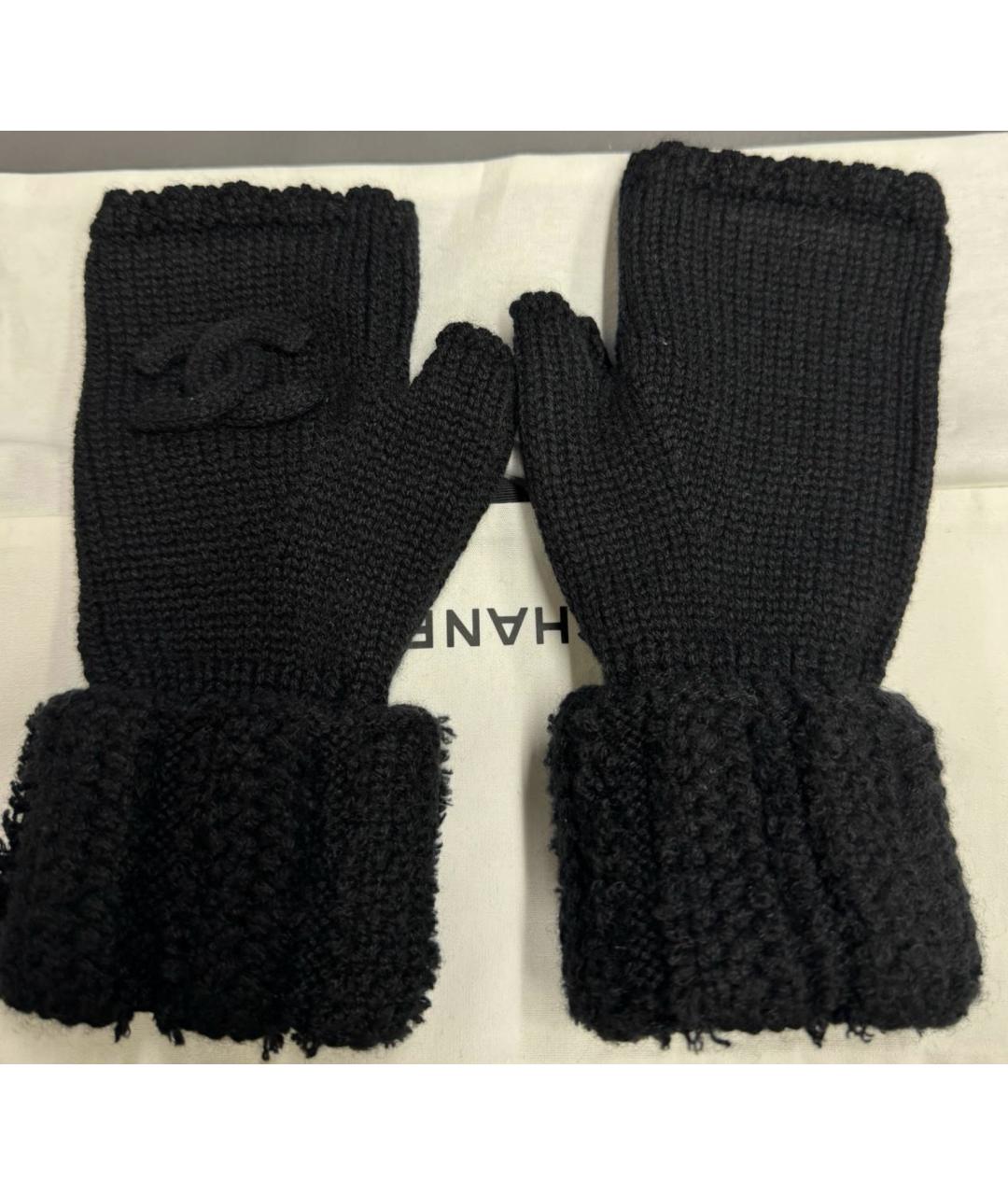 CHANEL Черные кашемировые митенки, фото 2