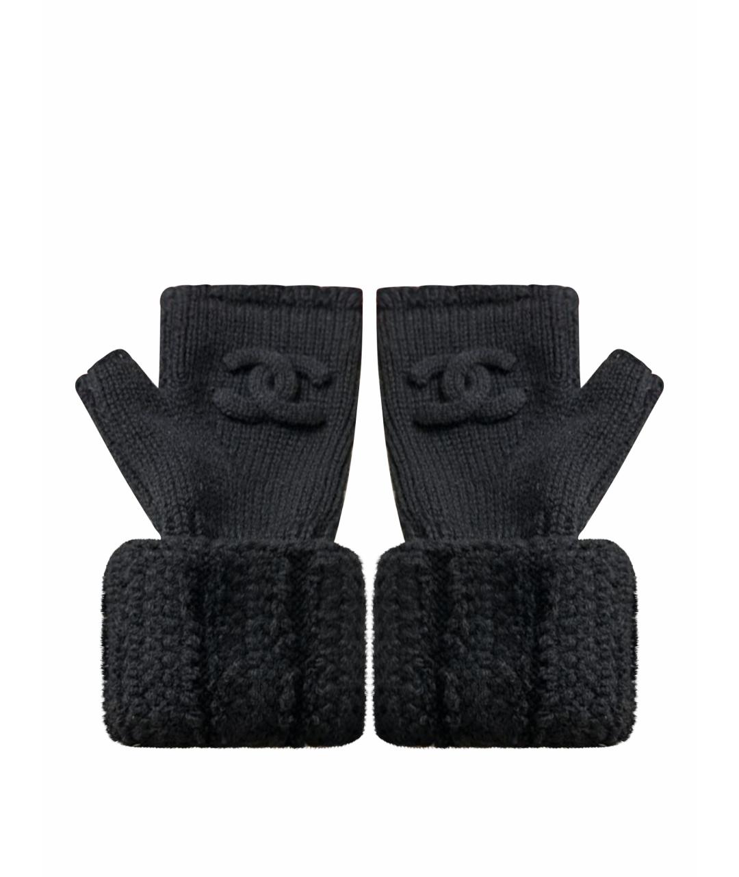 CHANEL Черные кашемировые митенки, фото 1