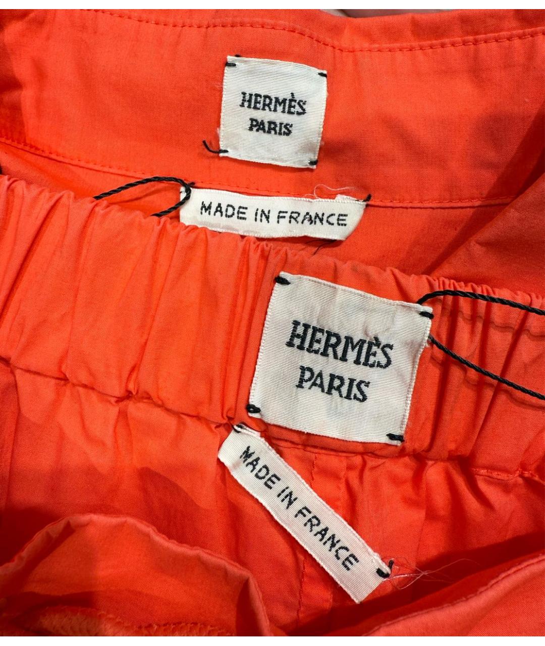 HERMES Коралловый хлопковый костюм с брюками, фото 6