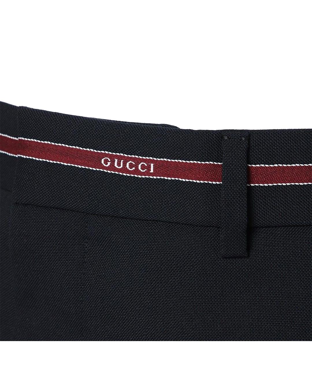 GUCCI Темно-синие шерстяные повседневные брюки, фото 2